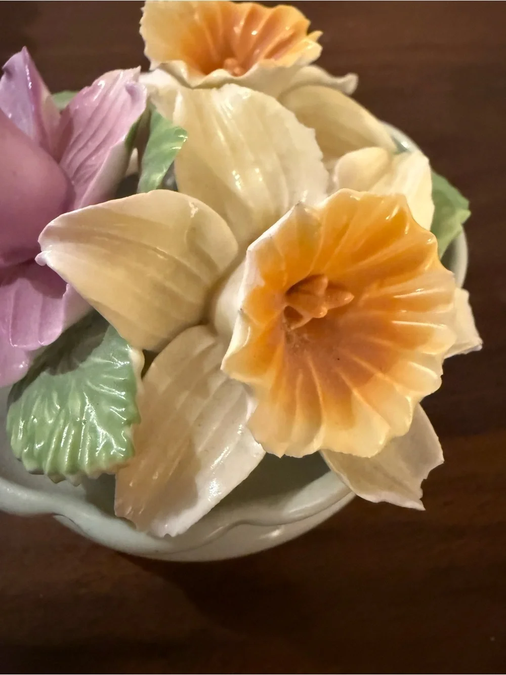 thor Porcelain Floral Bowl in Pink, Yellow and Cream